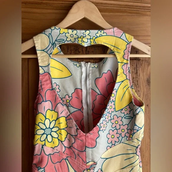 One of a kind hand sewn Revice Hollywood Heartthrob floral jumpsuit w/<3 cutout